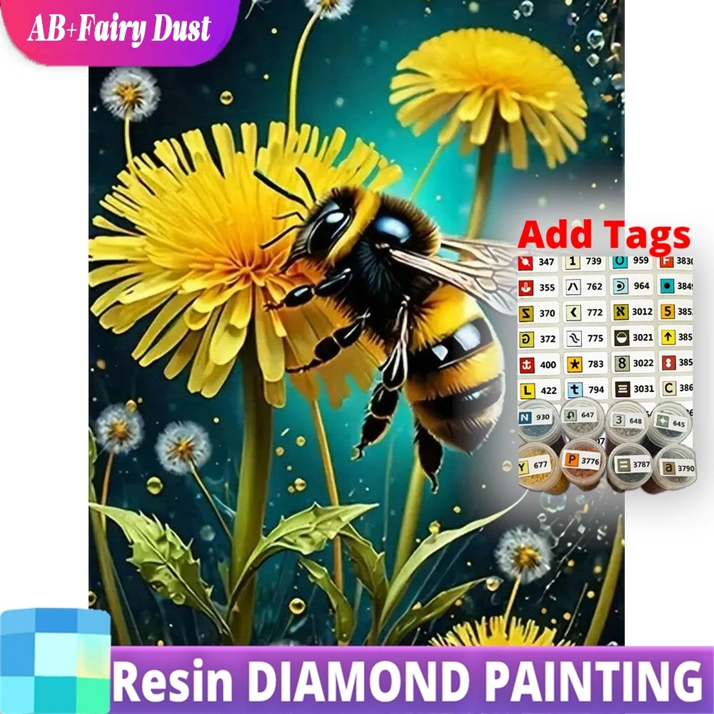 

Смола AB Фея Пыль Пчела Алмазная вышивка Животное Мозаика DIY Полная квадратная круглая картина Цветок одуванчика Новое поступление Ручная работа Gi