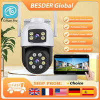 10MP 5K PTZ WiFi IP Camera Security Protection Dual Lens Screen Color Night Vision Auto Track CCTV Surveillance Camera O-KAM Pro