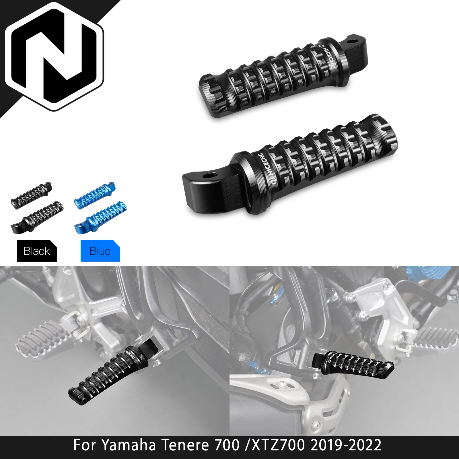 For Yamaha Tenere 700 /XTZ700 2019-2022 Rear Passenger Footrests Footpegs Tenere 700 Rally Edition 20-22 Tracer 900 GT 2019-2020