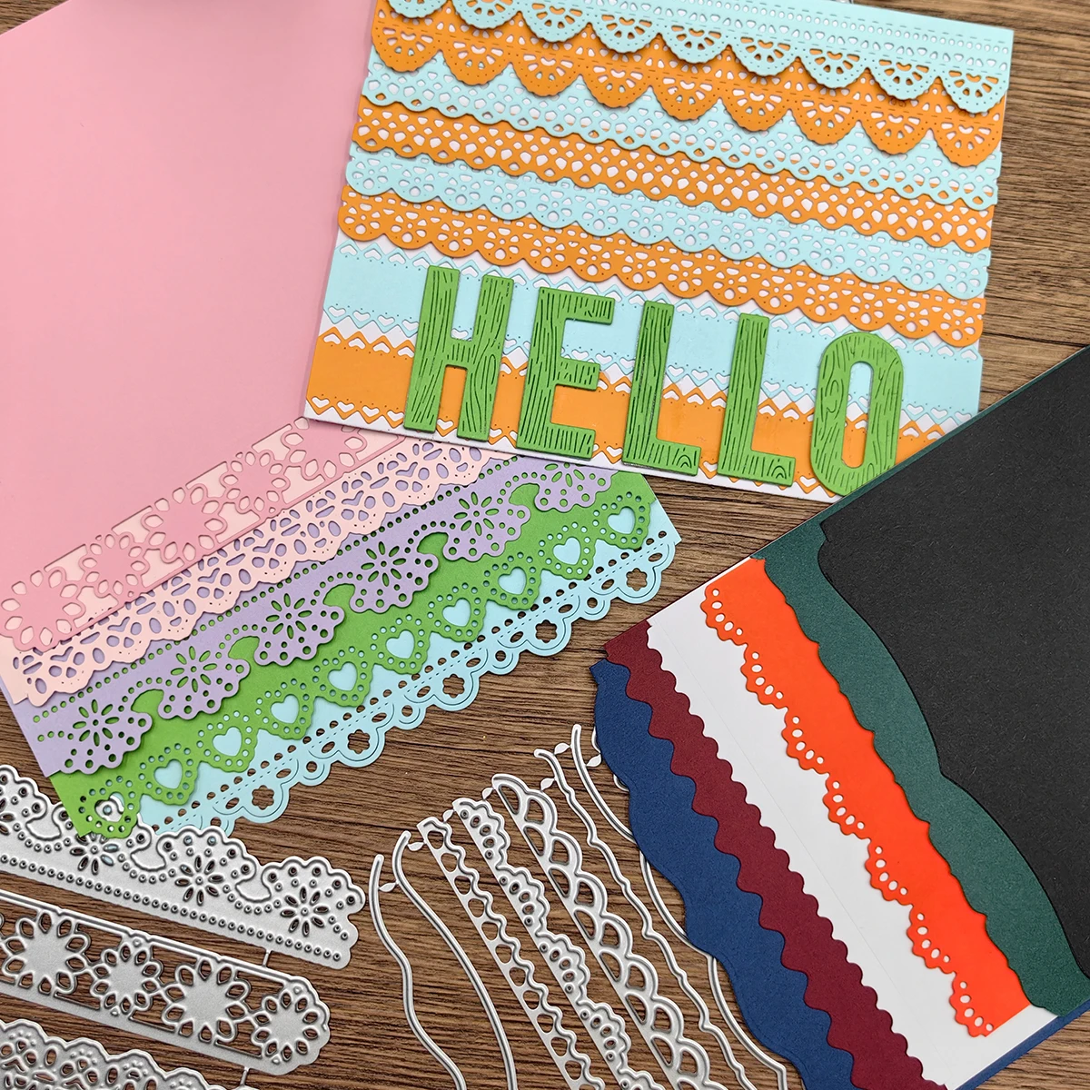Wave Hollow Lace Scrapbooking Die Cut DIY Greeting Cards Album Paper Card Decorative Home Crafts Cutting Dies 2024 New Arrivals