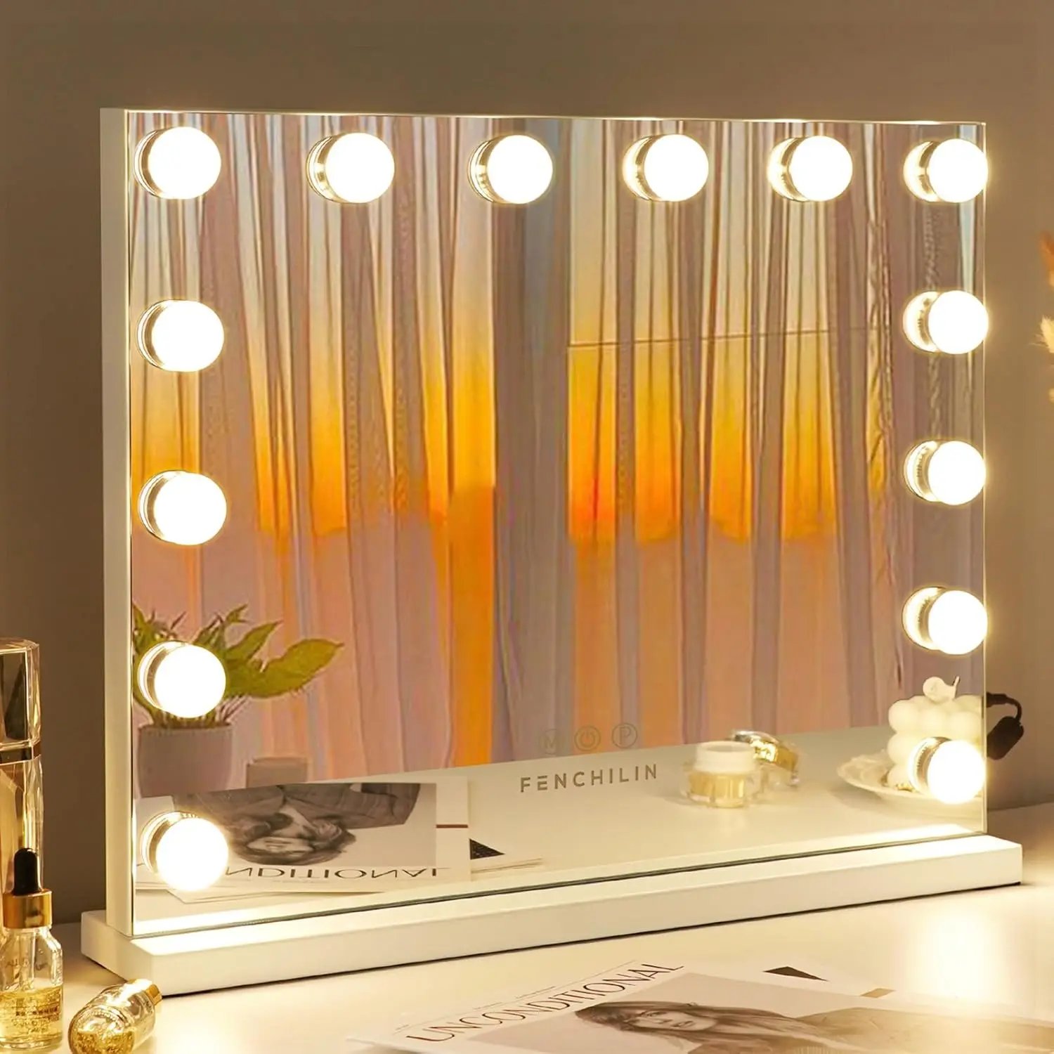 

Vanity Mirror with Lights Hollywood Lighted Makeup Mirror with 14 Dimmable LED Bulbs with 3 Colors Modes for Dressing