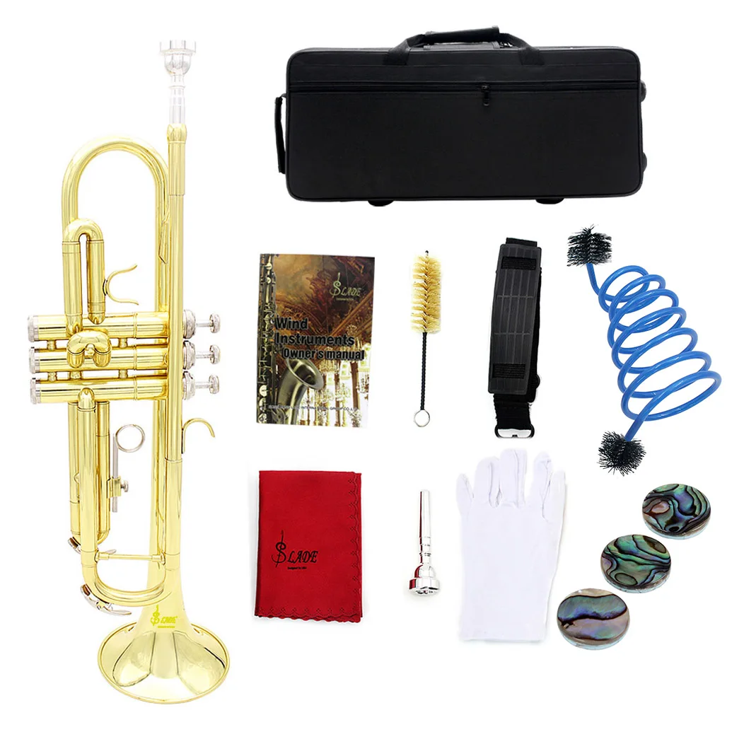 

Trumpet Bb Flat Exquisite Brass Instrument Large Caliber Horn Trompete Box Mouthpiece Trumpet Musical Instrument Accessories