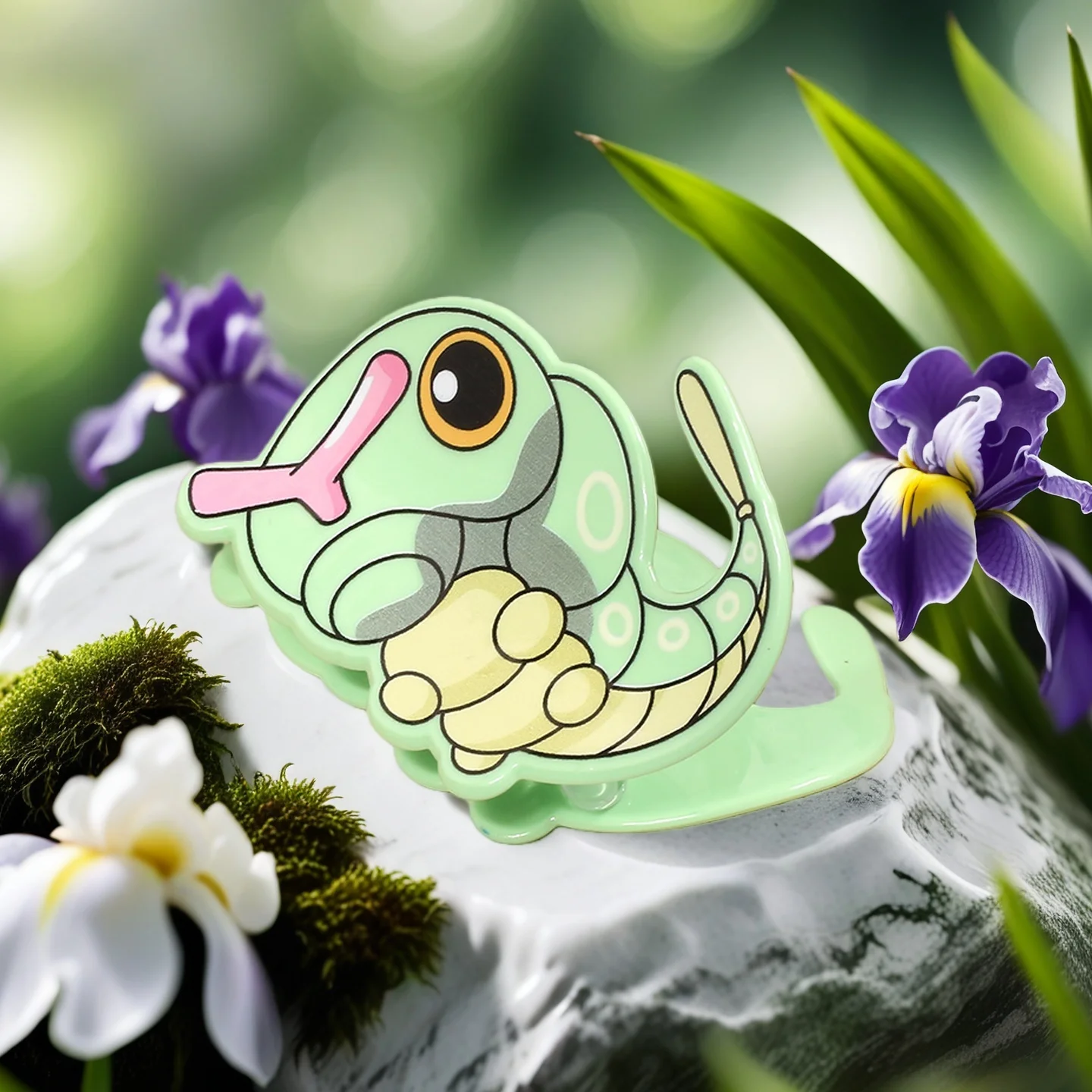 مشبك شعر بوكيمون كاتربيلر من الأكريليك، مقابض شعر أنيقة وعصرية، إكسسوار شخصي مبتكر وجذاب