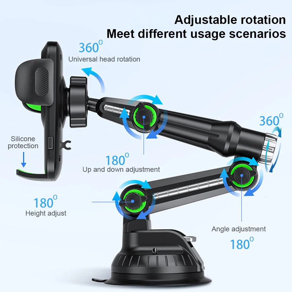 Air Vent Phone Mount Flexible Long Arm 360 Degree Rotating Windshield Phone Stand Hands Free Air Vent GPS Stand with Suction Cup