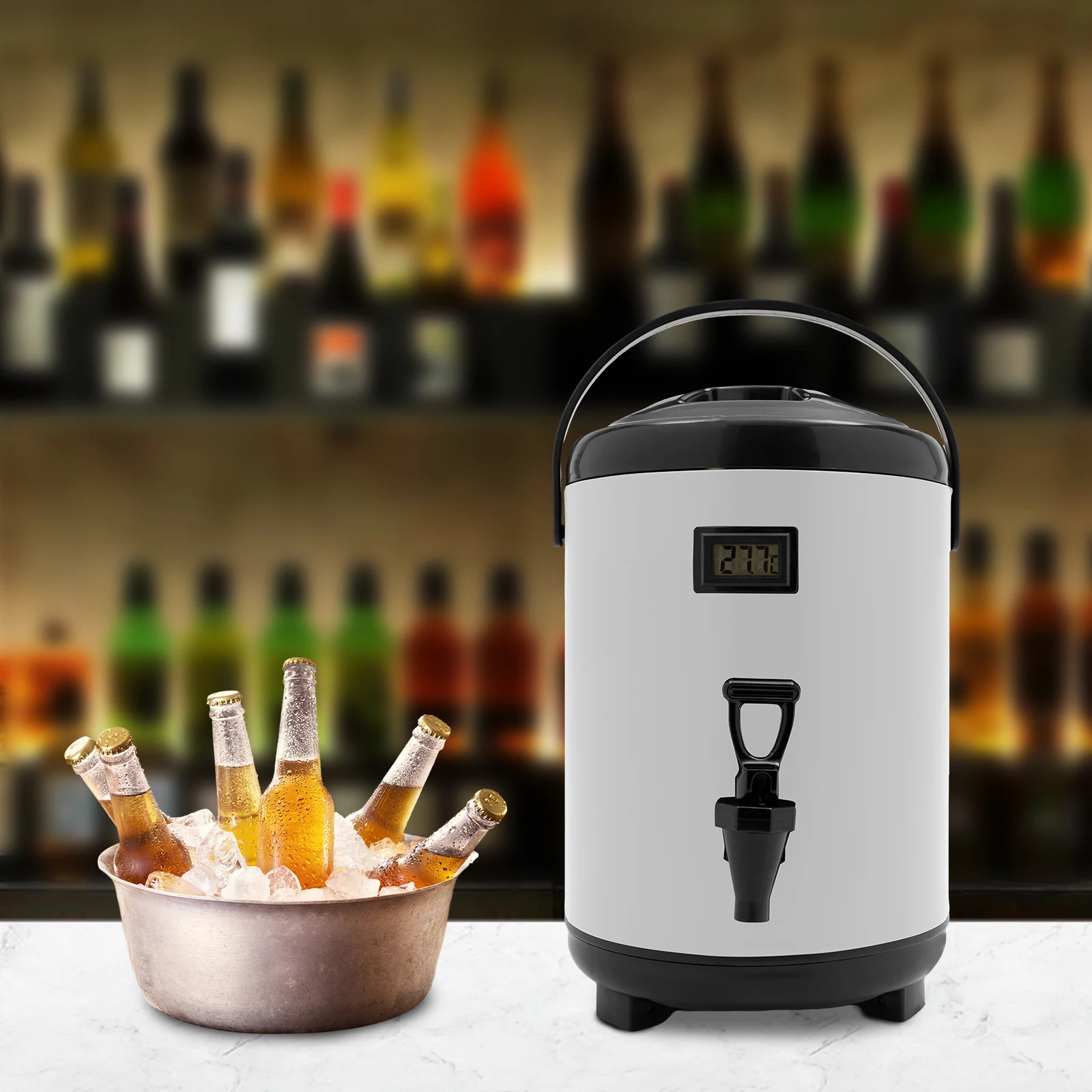 

2.11-Gallons 8 Liters Stainless Steel Water Dispenser with Safe Spigot and Thermometer for Parties, Outdoor Picnics, Cafes