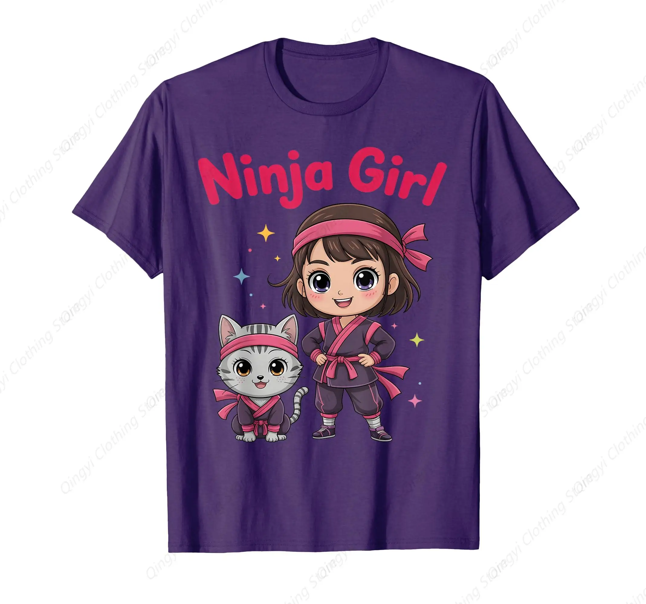 

Ninja Girl Cat Birthday Party Ninjas Warrior Costume T-Shirt