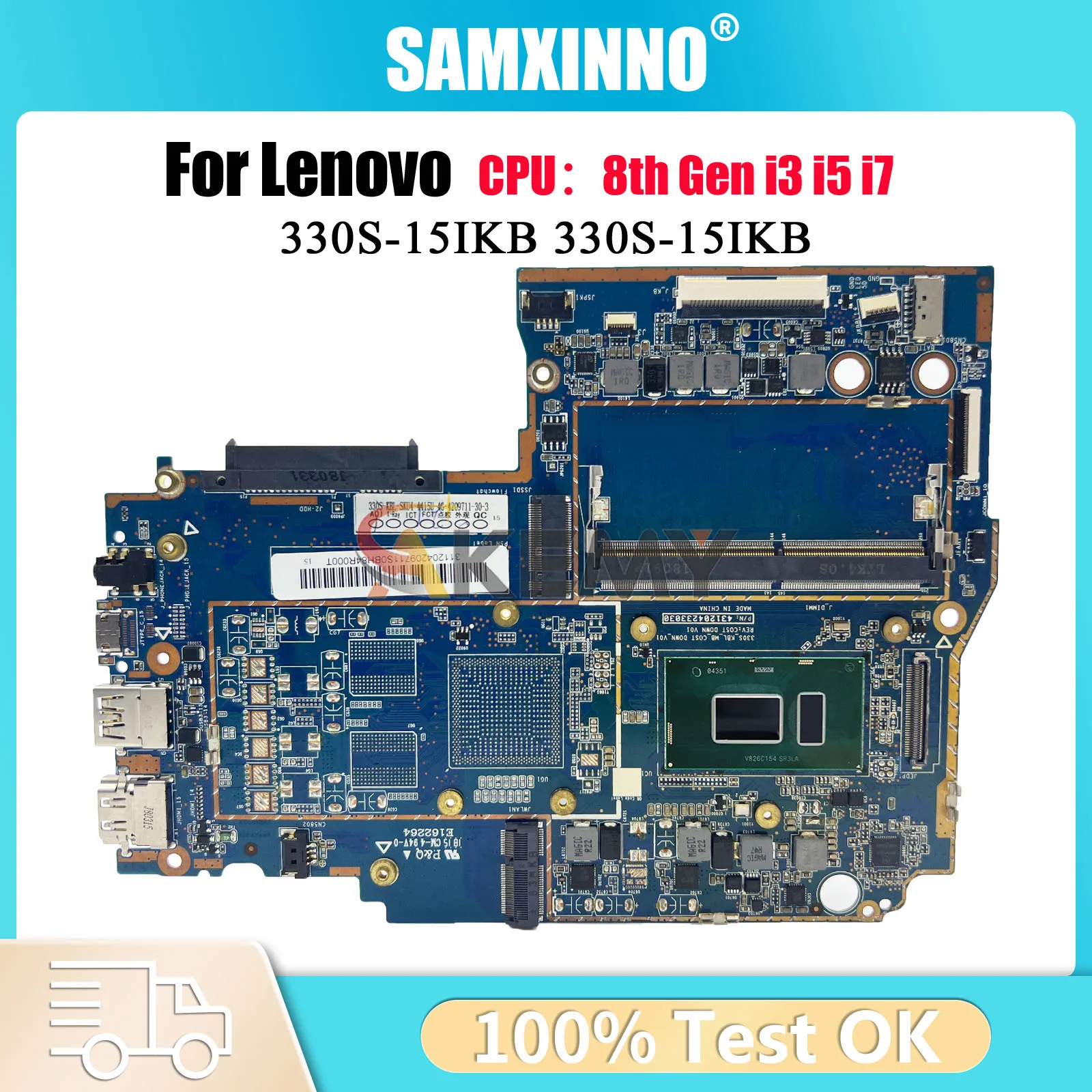 

330S-15IKB Материнская плата для ноутбука Lenovo Ideapad 330S-15IKB с 4 ГБ ОЗУ UMA I3 I5 I7 CPU 100% полностью протестирована