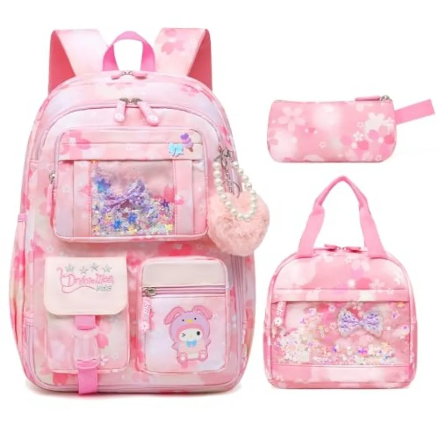 

Lovely Girls Backpack School Bag for Students Book Bag with Multiple Pockets Splash-proof 's Backpack ch Set