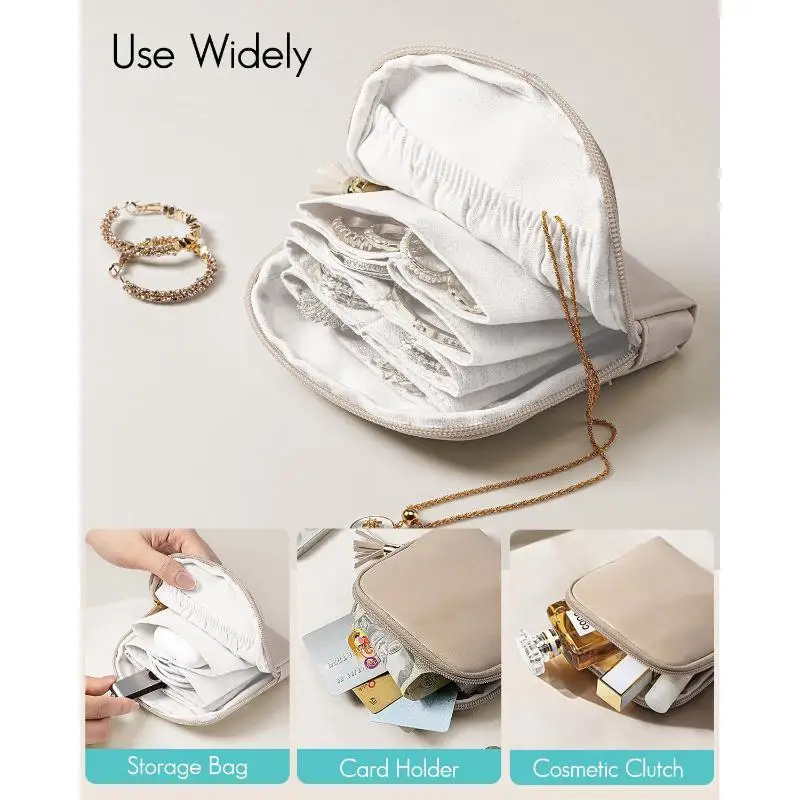 Tassel PU Leather Jewelry Storage Bag Earrings Bracelet Organizer Large Capacity