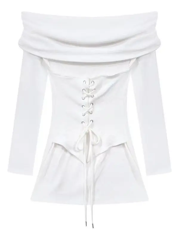 ชุดเดรสยาวรัดรูปเปิดไหล่ข้างเดียว สไตล์เซ็กซี่ สีขาว สำหรับผู้หญิง ฤดูใบไม้ผลิ/ฤดูใบไม้ร่วง ดีไซน์เข้ารูปช่วงเอว กระโปรงทรงเข้ารูป โชว์สัดส่วน