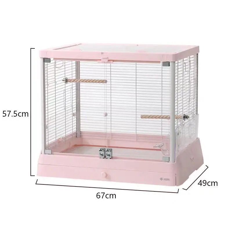 Panoramic Glass Bird Cage, High Transparent Household Parrot Cage for Budgies, Peony Parakeets and Cockatiels
