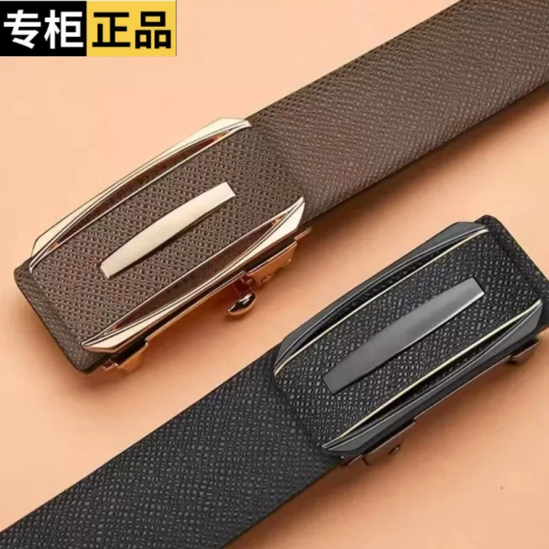 Cinturón de hombre con hebilla automática sin dientes, correa ajustable de piel de vaca 100% auténtica para hombre, cinturón Formal informal