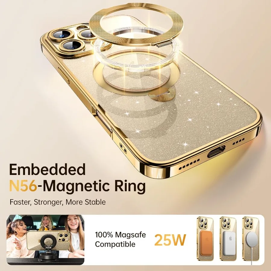 تصميم حامل أقراص مضغوطة تدور 360 درجة لهاتف iPhone 16 Pro Max مع توافق حلقة Magsafe مادة غير صفراء قابلة للتخصيص DIY Gli #4