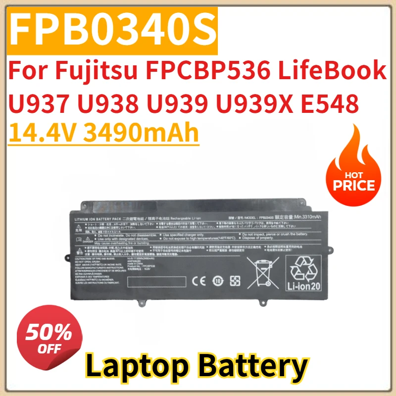 

Laptop Battery 14.4V 3490mAh FPB0340S For Fujitsu FPCBP536 LifeBook U937 U938 U939 U939X E548 Brand-New High Quality