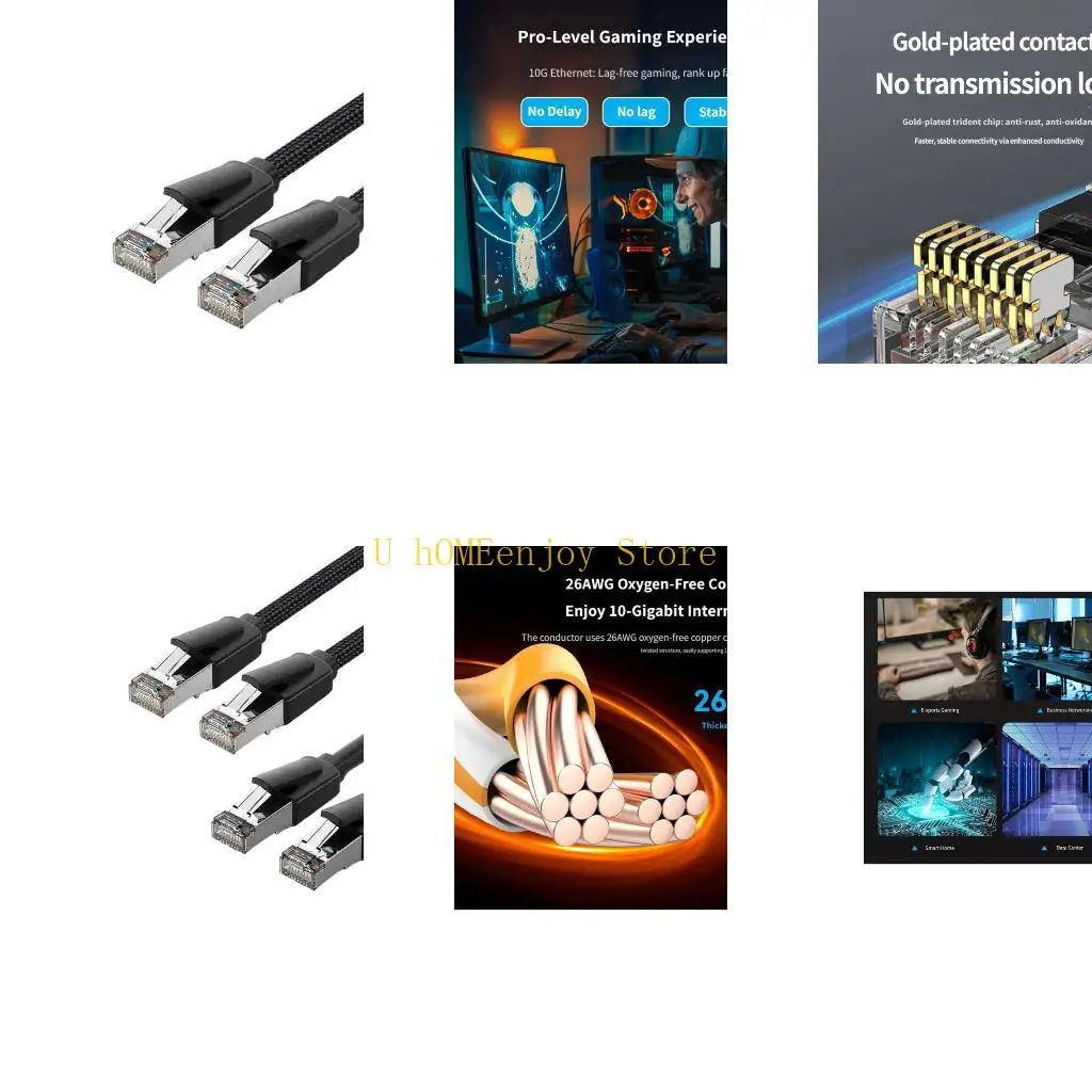 B0KF Fast Cat8 RJ45 Ethernet Cable 26/28AWG Coppers Wire for High Performances Networking