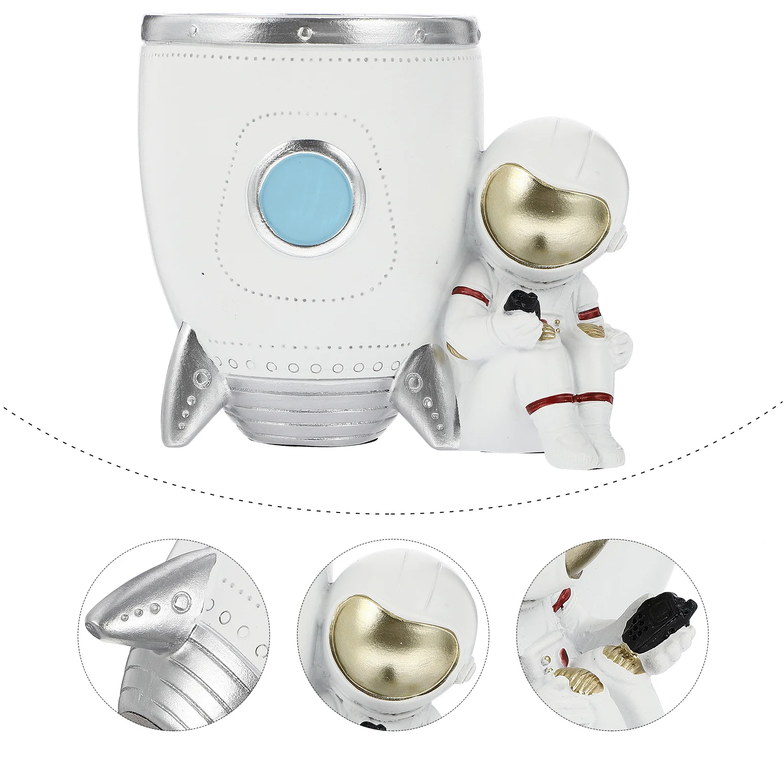 

Premium Rocket-Shaped Astronaut Resin Craft Pen Holder for Desktop Furnishing and Makeup Tool Container Resin Pen Holder