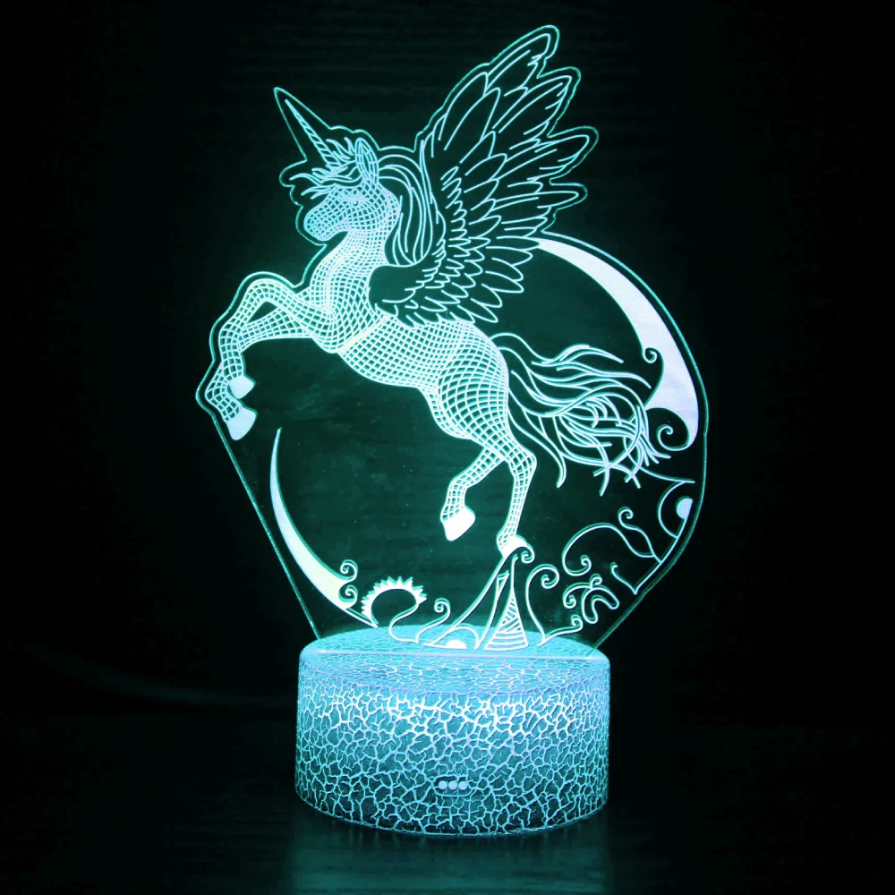 Nighdn 3D Illusion Lamp Flying Unicorn Night Light Remote Control 16 Changeable Colors Birthday Gifts  for Girls Kids Home Decor