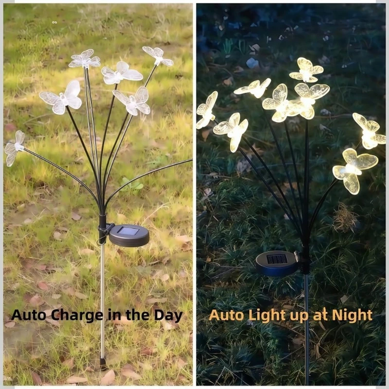 Solar Garden Lights Outdoor Waterproof Decorative Color Changing Swaying Butterfly Lights Garden Decor Stakes for Outside image 4