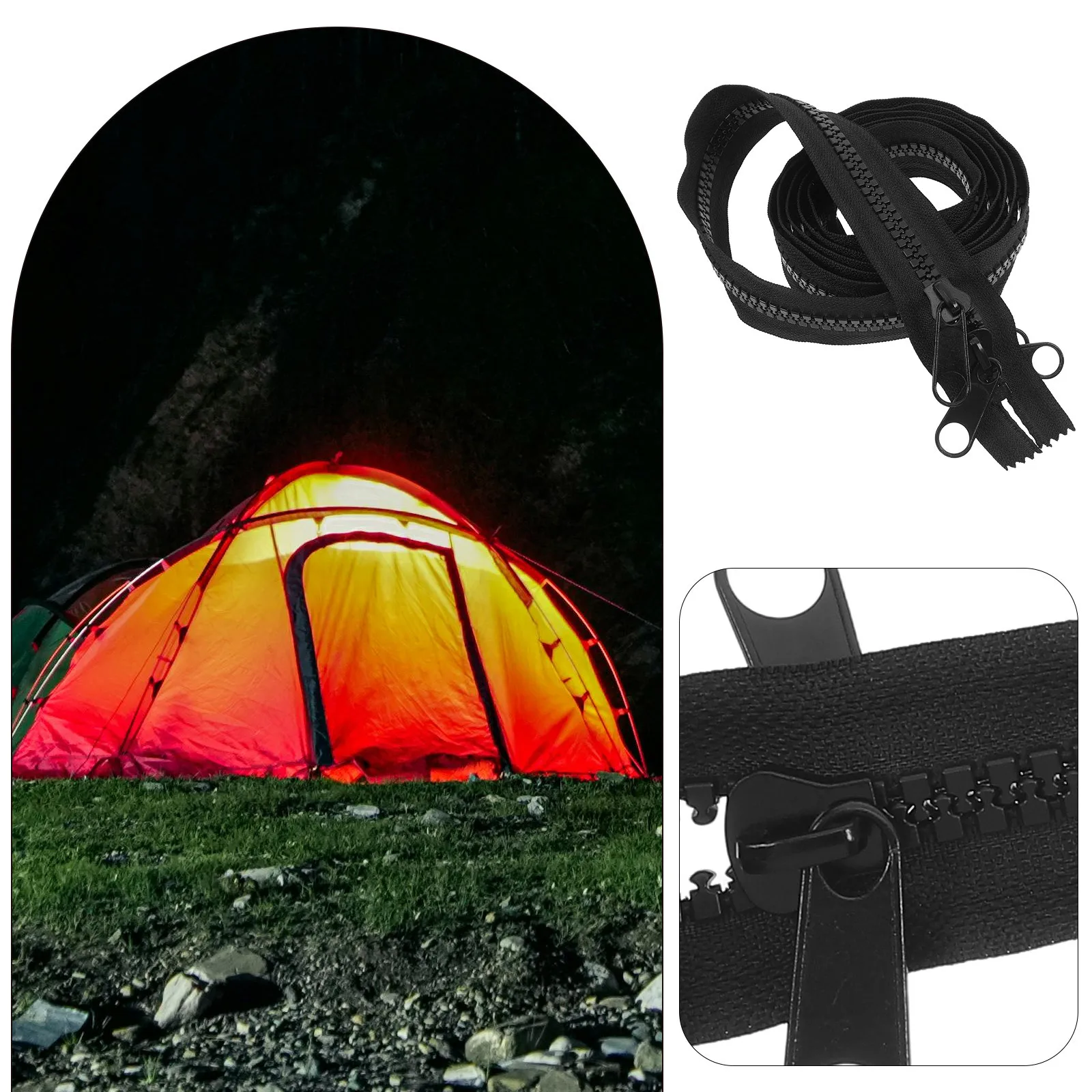 2 Meters Giant Double Pull Nylon Zipper For Heavy Duty Tent Boat Canvas Covers Outdoor Sewing Projects Sealed Tail Heavy