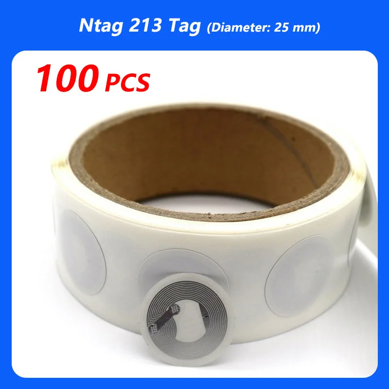 100 teile/los NFC Label Tag Aufkleber 13,56 MHz ISO14443A 213 Aufkleber Universal Label Ntag213 RFID für alle NFC-fähigen telefone