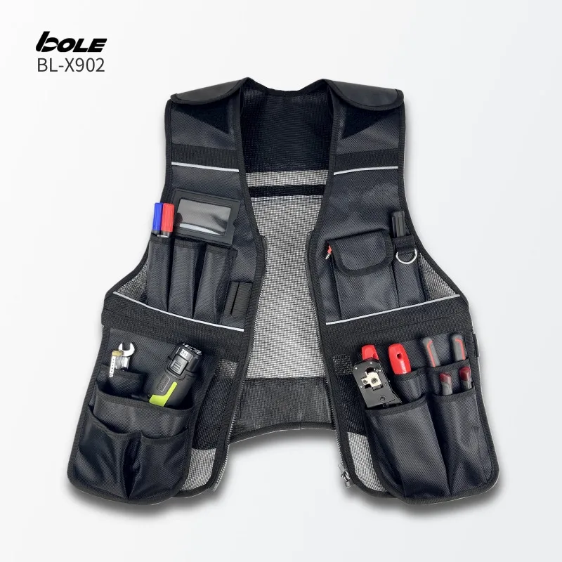 BOLE Multi Functional Tool Vest Nylon Mesh Breathable Design Available All Year Round Construction Safety Vest