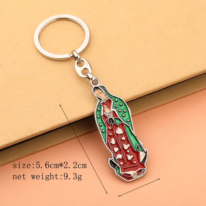 New Enamel Virgin Mary Keyring Religious Catholic Our Lady of Guadalupe Protection Metal Keychains for Bag Gifts