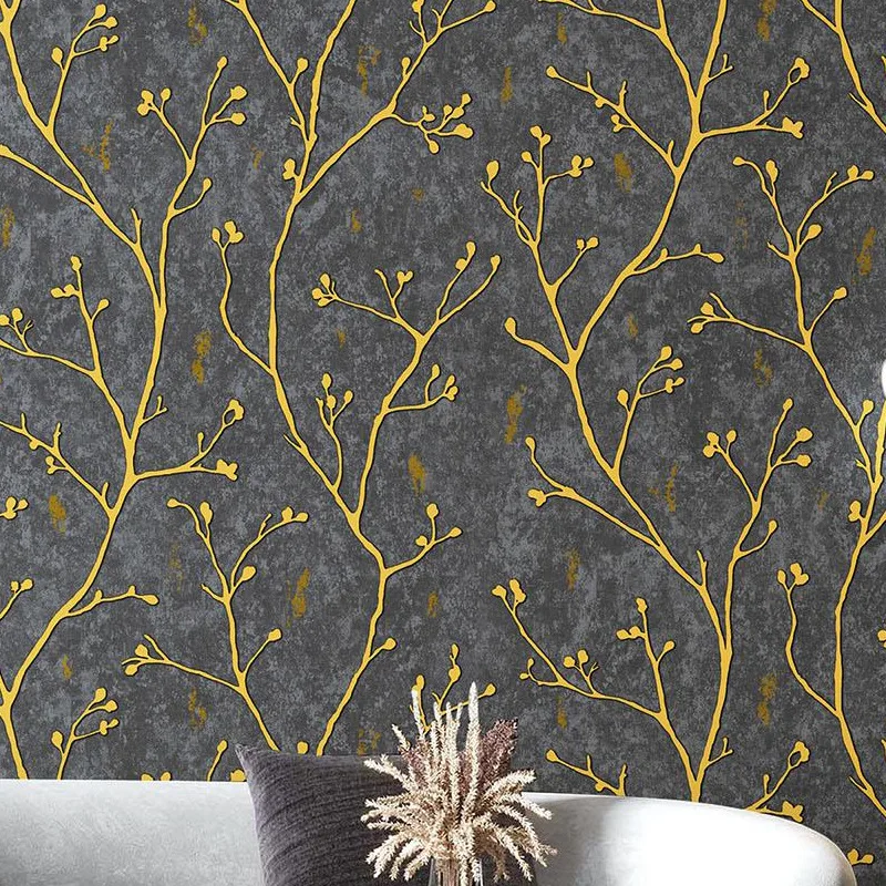 Overseas Export Non Self Adhesive 3D Stereo Tree Branch Wallpaper for Living Room Sofa Backdrop Bedroom Hotel Headboard Wall