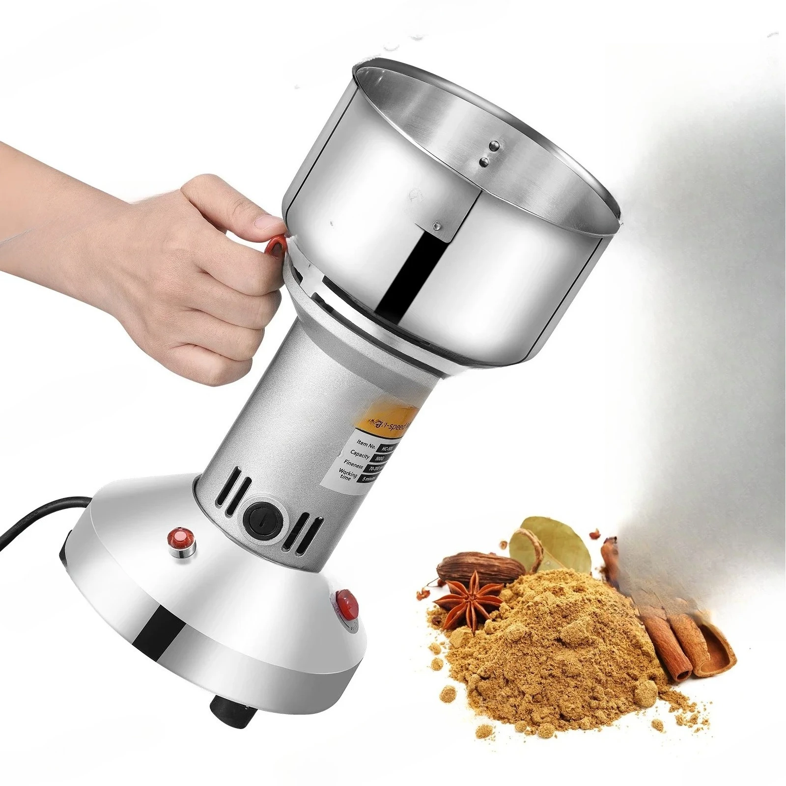 

Electric Herb Grain Grinder, High Speed Spice Grinder, Coffee Mill, Flour Nuts, Seeds Powder Machine, 500g, 28000