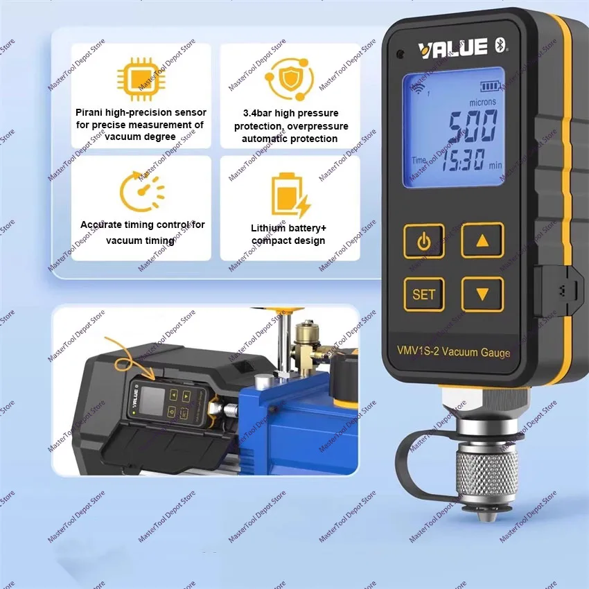 New VMV1S-2 Smart Bluetooth Vacuum Gauge Tools High-Precision Pirani Sensor For Refrigerant Portable And Convenient