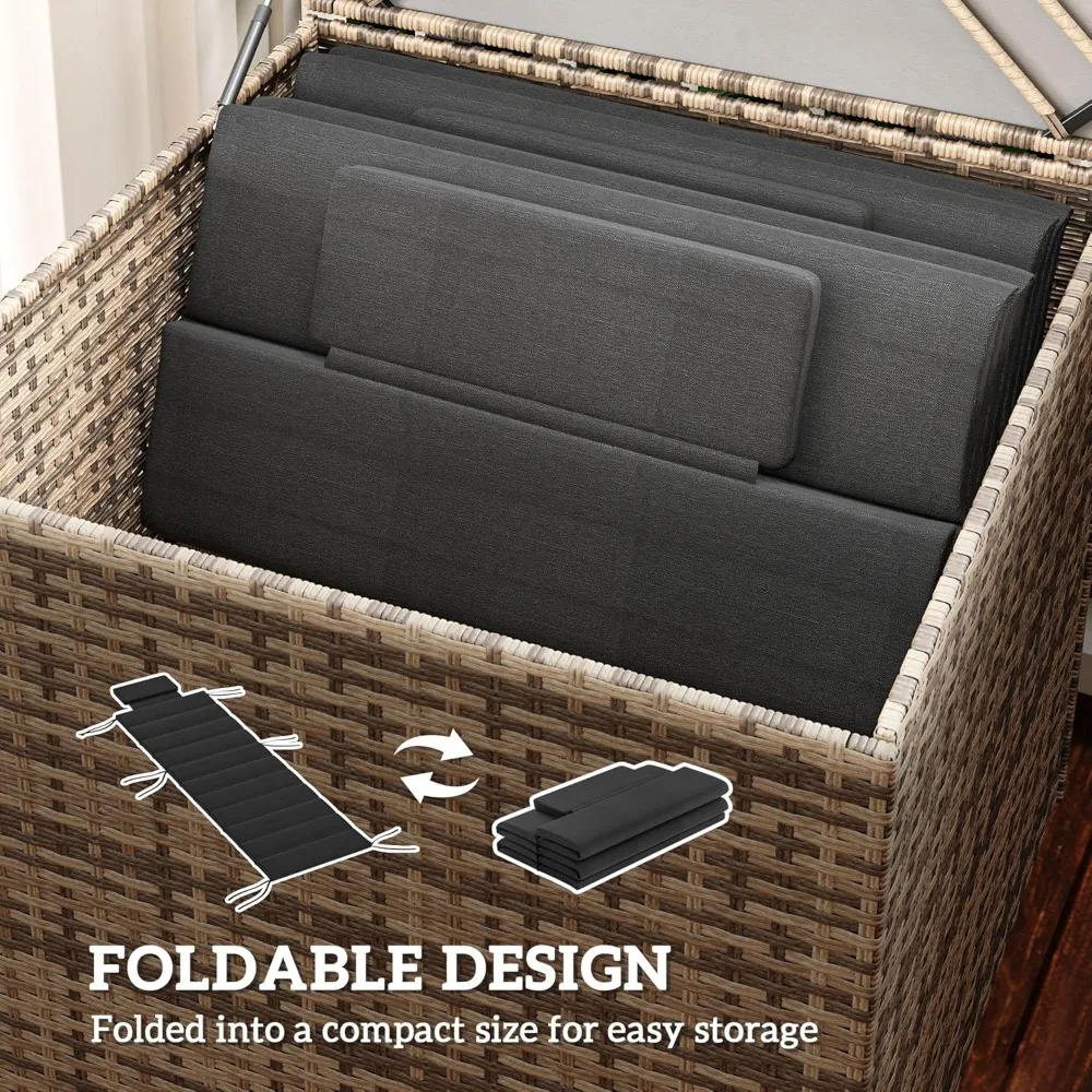 طقم وسائد كرسي للاستراحة الخارجية مكونة من قطعتين، مقاس 80 × 26 بوصة بعامل حماية من الأشعة فوق البنفسجية 50+ مقاومة للبهتان، وسائد كرسي للفناء قابلة للطي #5