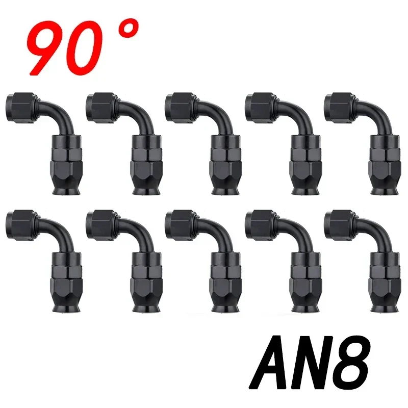 10x Universele Rechte 0 45 90 180 Graden AN3 AN4 AN6 AN8 AN10 AN12 Slanguiteinde Fitting Slang Adapter Voor Swivel PTFE Olie Brandstofleiding