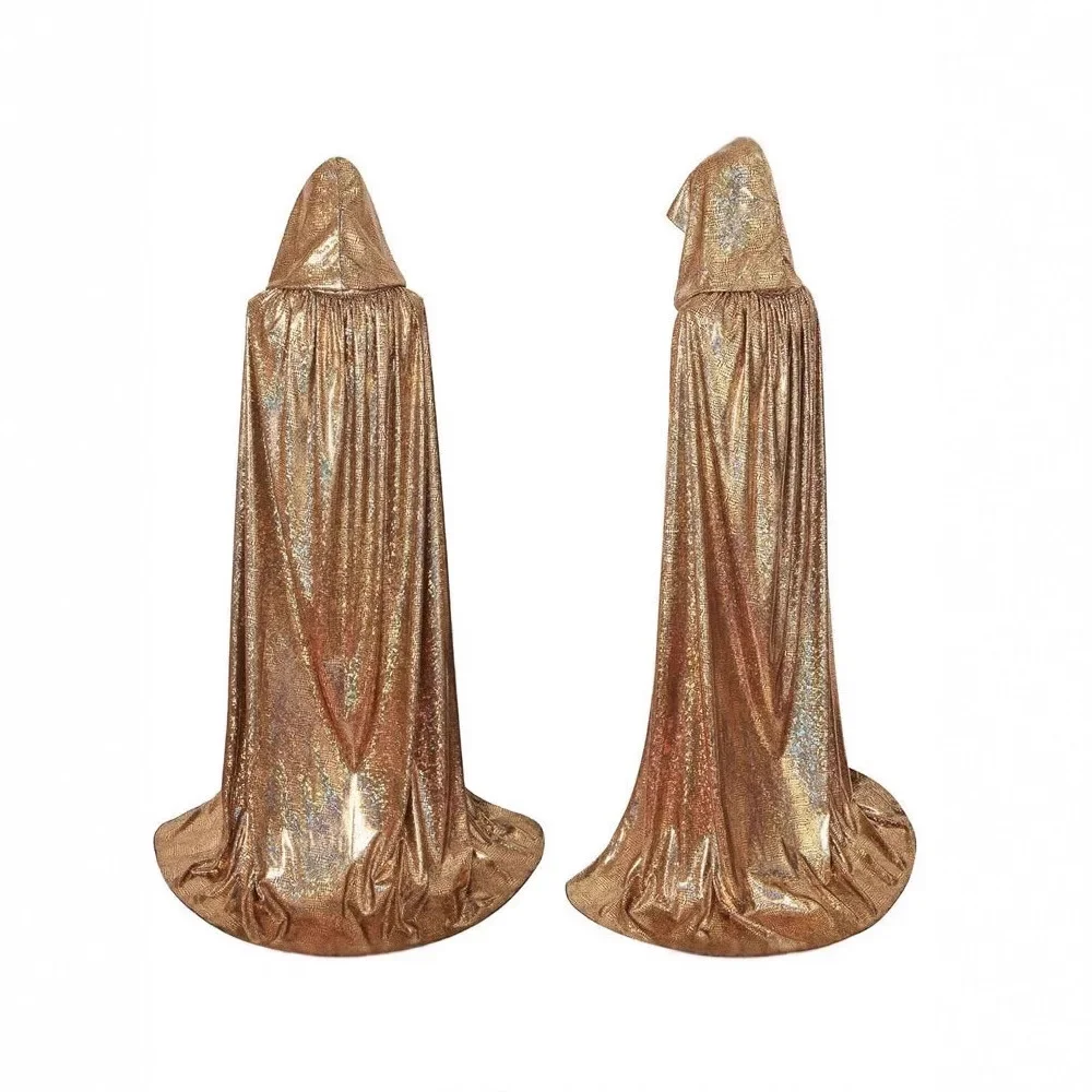 عباءة بغطاء للرأس أوروبية من القرون الوسطى للهالوين كيب كوسبلاي لعب الأدوار للبالغين شال قاتم لامع #2