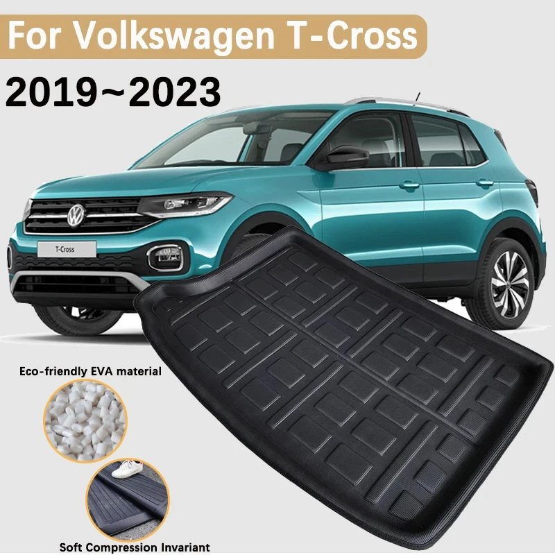 Car 3D EVA Trunk Mat For Volkswagen T-Cross Accessories VW T Cross 2019~2023 2022 2021 Cargo Trunk Waterproof Carpet Storage Pad