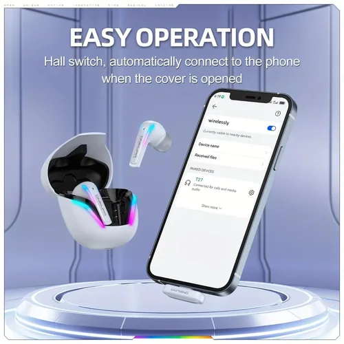 Imagen 2 del producto Auriculares inalámbricos ONIKUMA T27 de modo Dual con Control táctil 2,4 Ghz auriculares estéreo Bluetooth de baja latencia conexión independiente