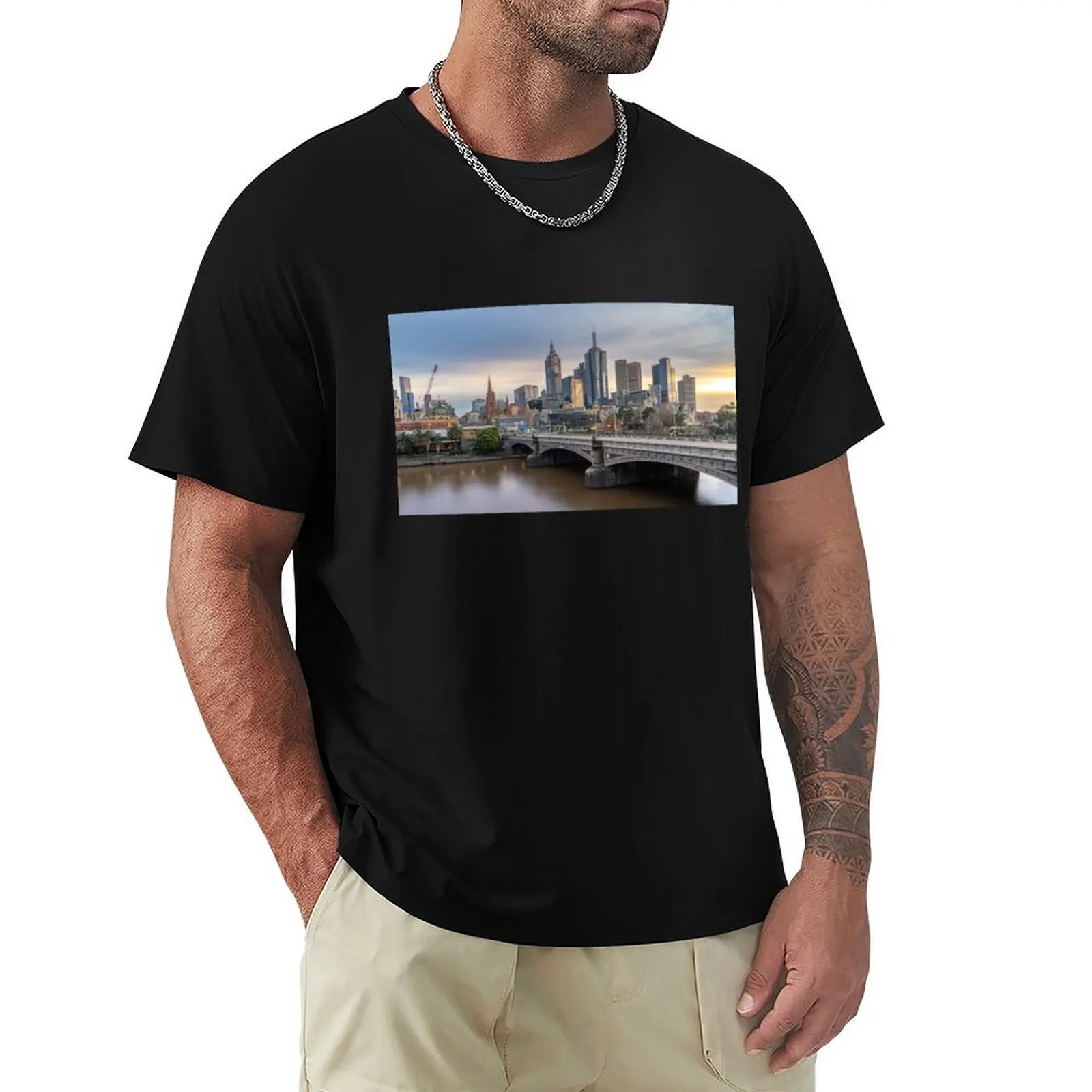 The City of Melbourne T-Shirt luxury designer heavyweights quick drying Men's clothing