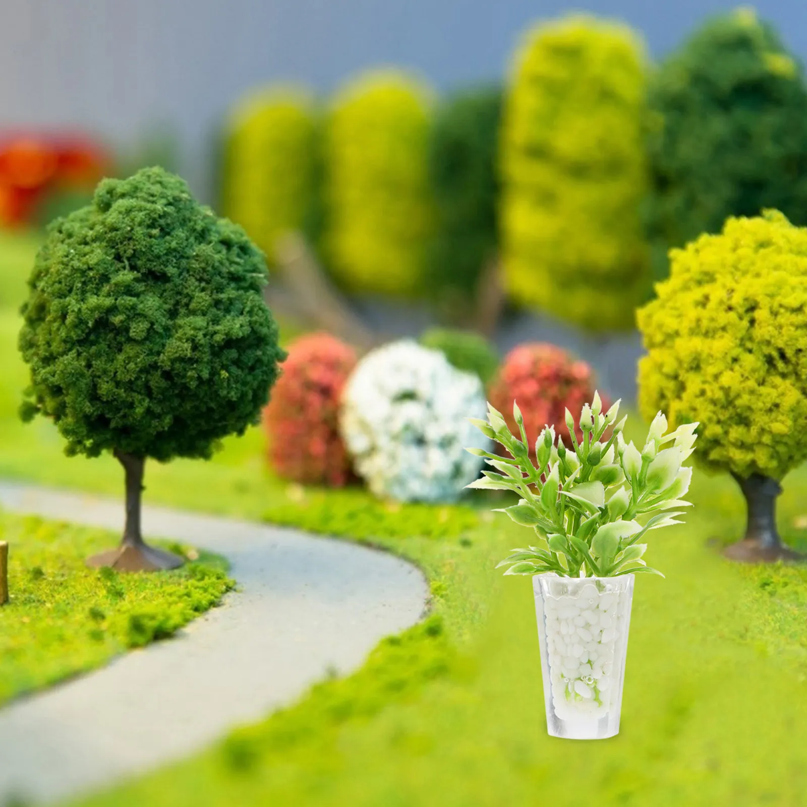 

2 шт. реалистичных миниатюрных искусственных растений в горшках из смолы в масштабе 1:12 для декора кукольного домика, аксессуары для мини-дома, украшения для дома