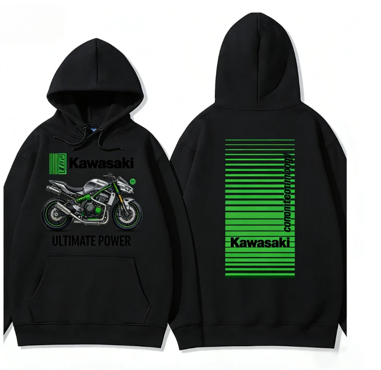 

Новая толстовка-худи Kawasaki 2026 для взрослых, унисекс, в стиле стритвир, для мотоциклистов, мягкая, спортивная одежда