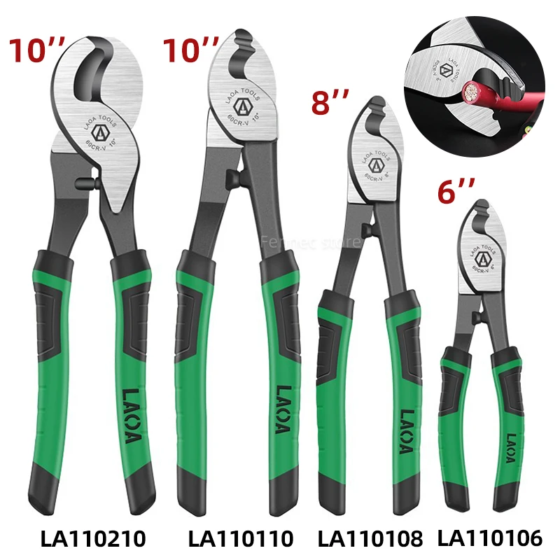 LAOA Cable Cutter CR-V Cable Pliers Electrical Wire Stripper Combination Multifunction Hand Tools  6 8 10 Inches Crimping Pliers