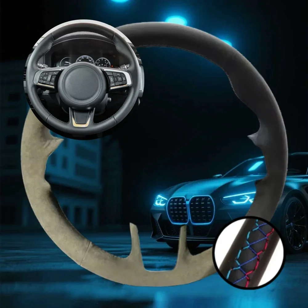 

Customized Car Steering Wheel Braiding Cover For Jaguar XFL XE XJL F-PACE XKR 2020-2022 Car Accessories Hand-sewn Steering Wrap