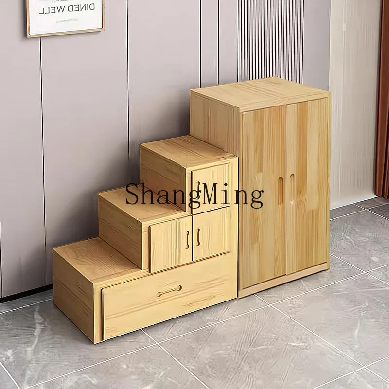 SM solid wood staircase cabinet upper and lower bed drawer ladder cabinet overall combination loft storage locker