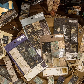 45 แผ่นสติกเกอร์ retro วรรณกรรม art gilded แสตมป์ Planet moon DIY บัญชีมือวัสดุเครื่องเขียนสติกเกอร์ 4 รูปแบบ