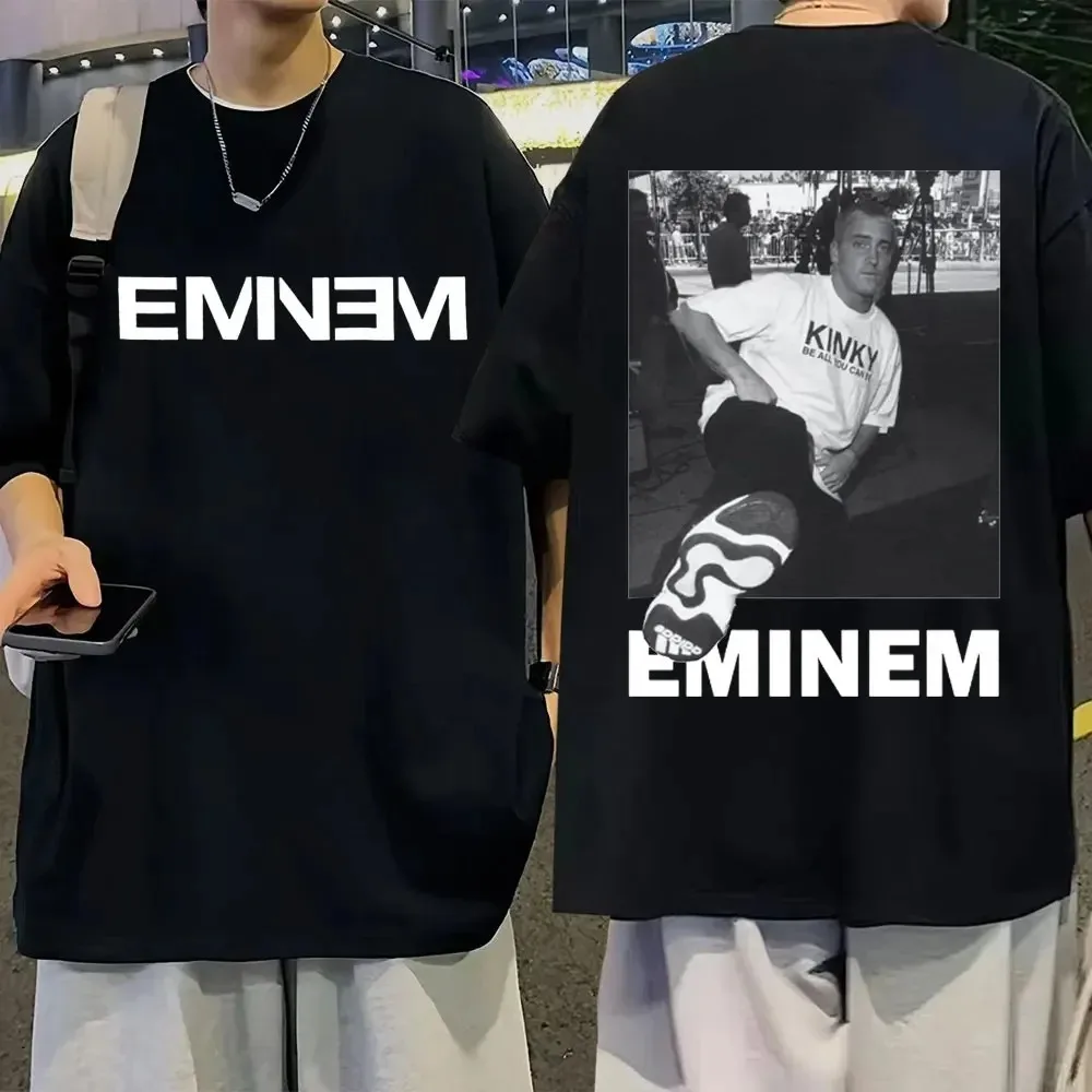 Rapper Eminem Music Album T Shirt World Tour Gift for Fan T-shirt Men Women Cotton Short Sleeve Cotton Tshirt Tee Clothes Tops