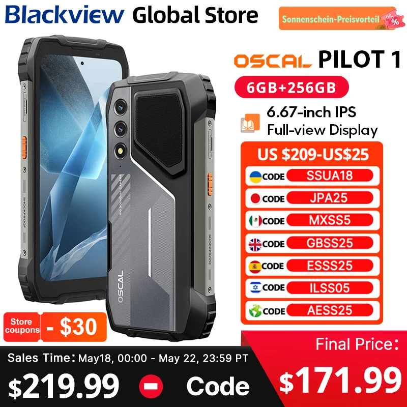 Blackview Oscal PILOT 1 teléfono resistente pantalla HD de 6,67 pulgadas + 90Hz Helio G81 CPU 5W caja altavoz 6GB 256GB 15000mAh NFC teléfono móvil