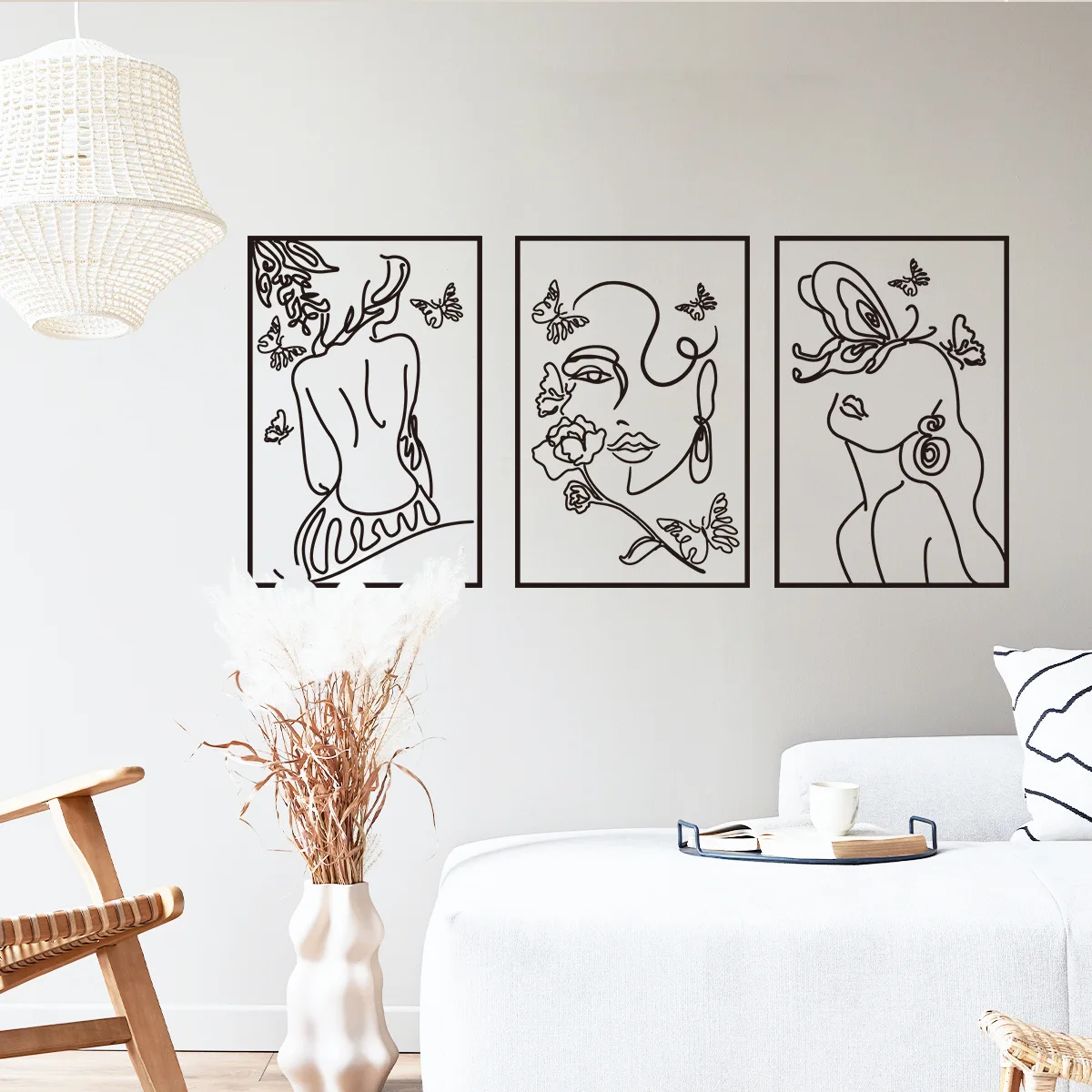 

Women Flowers Brief Strokes Wall Sticker For Living Room Bedroom Fashion Decoration Wallpaper Art Mural Home Decor Decals
