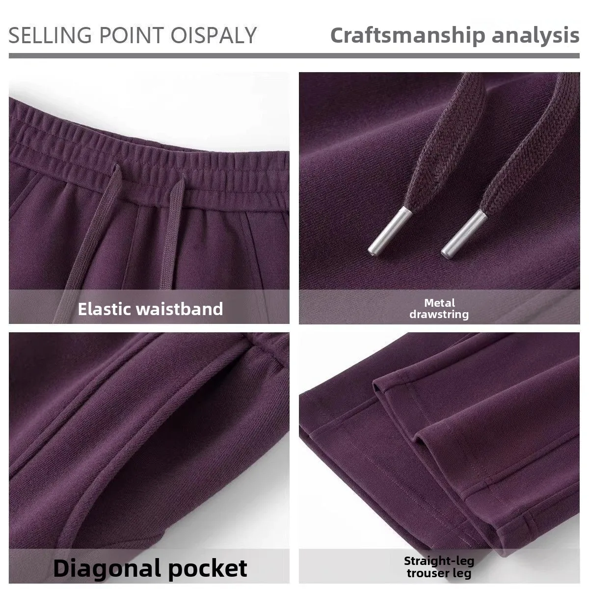 Waist Straight Leg Wide Leg Pants Merlot Purple Slimming Spring Autumn Loose Drapey Sporty Sweatpants Korean Style 4 Waist Straight Leg Wide Leg Pants Merlot Purple Slimming Spring Autumn Loose Drapey Sporty Sweatpants Korean Style 4