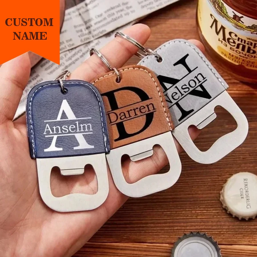 Custom Bottle Opener Keychain, Beer Bottle Opener Keychain, Wedding Groomsmen Gift, Boyfriend Birthday Gift for Him