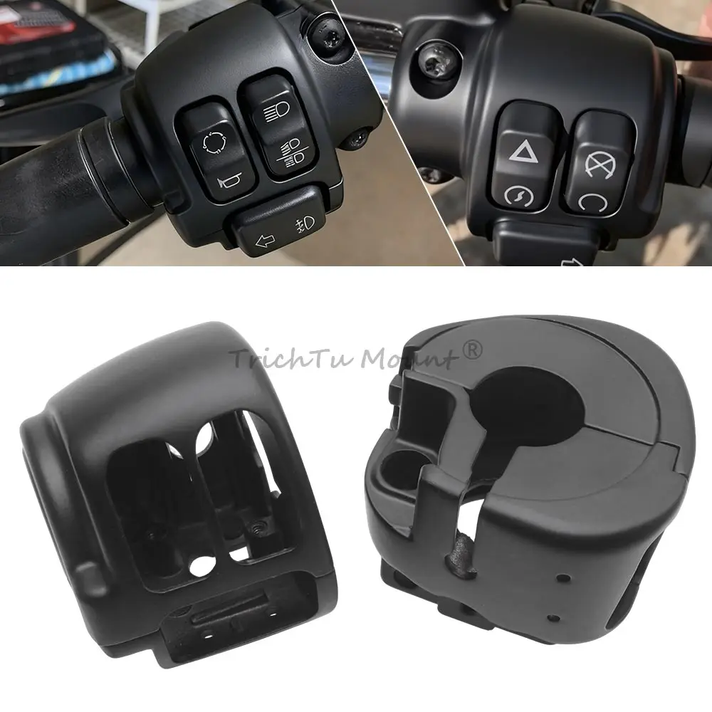 Pair Motorcycle Handlebar Control Switch Housings Cover Kit Compatible For Harley Dyna Softail Sportster 2011-2024