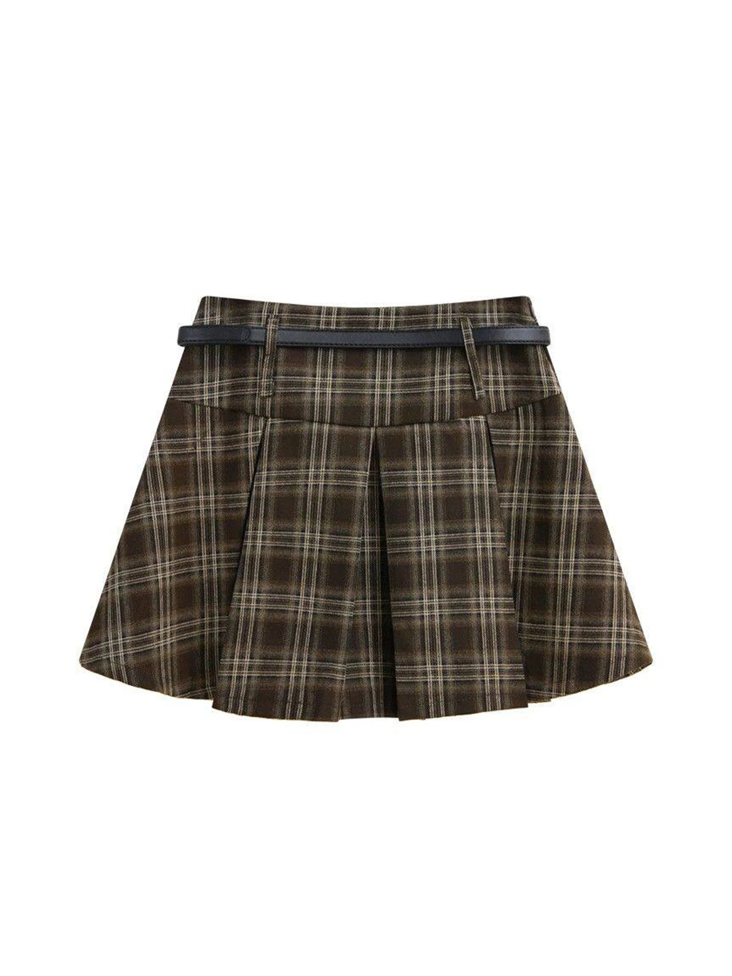 Women's Khaki Plaid Skirt 2000s Vintage Harajuku Gyaru Preppy Style JK Skirt Korean Style Y2k A-line Short Skirts Spring Summer