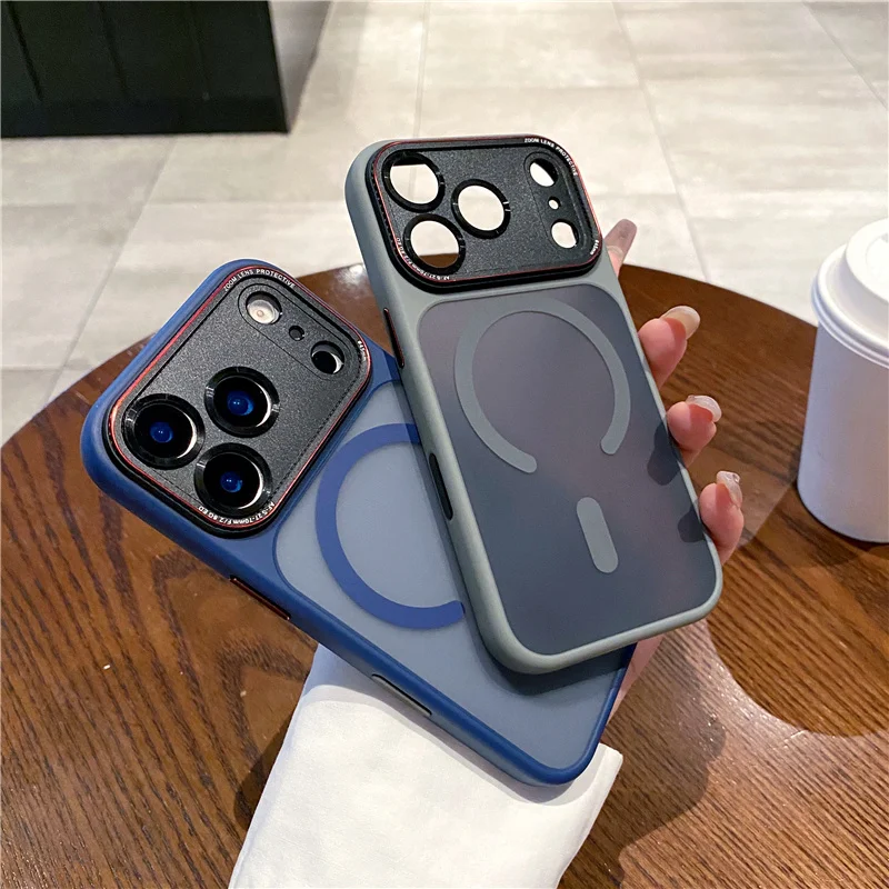 

Full Lens Protection for Magsafe Magnetic Case For iPhone 17 16 15P 16Pro Max Tocuh Camera Button Matte Shockproof Hard Cover