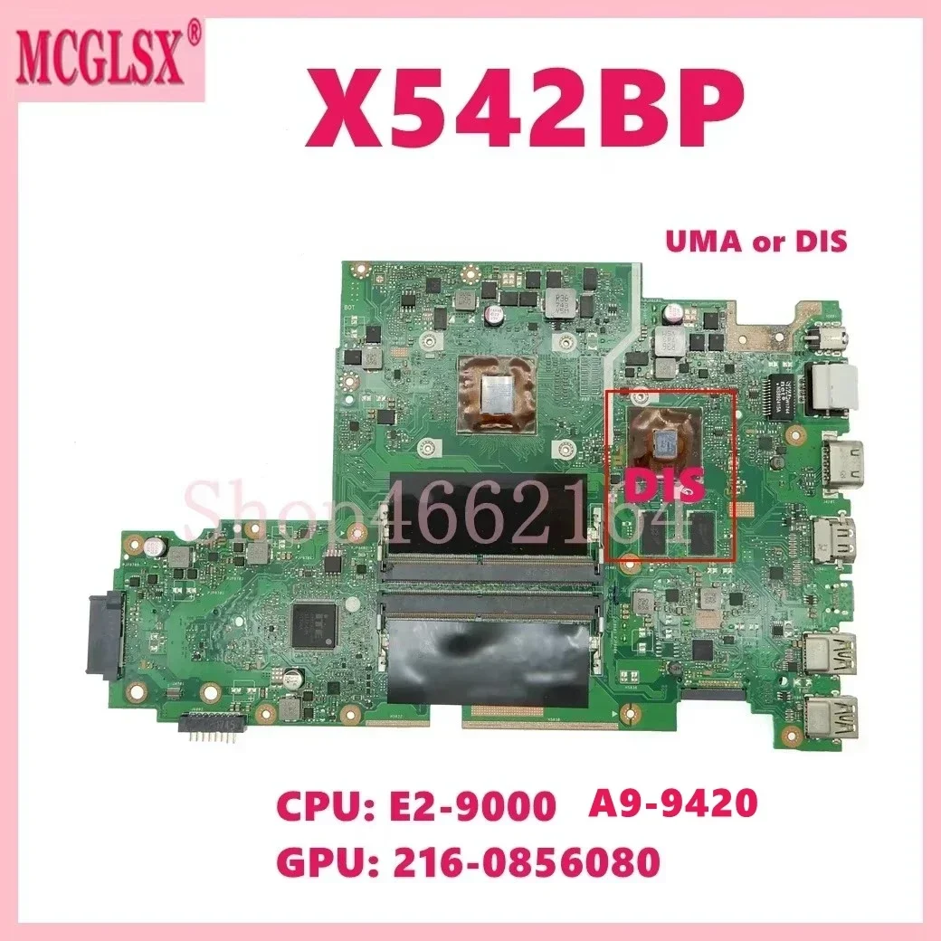 X542BP With E2-9000 A9-9420 CPU UMA / DIS Mainboard For ASUS X542B X542BP A580B K580B X542BA Laptop Motherboard 100% Tested OK